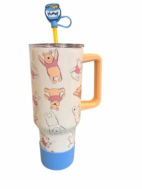Disney Winnie the Pooh 40 Oz. Travel Mug Tumbler Straw Topper & Boot